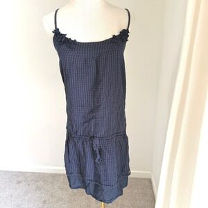 Y2K Hollister Navy Striped Cotton Tunic Floral Medium Drop Waist Fairy Coquette